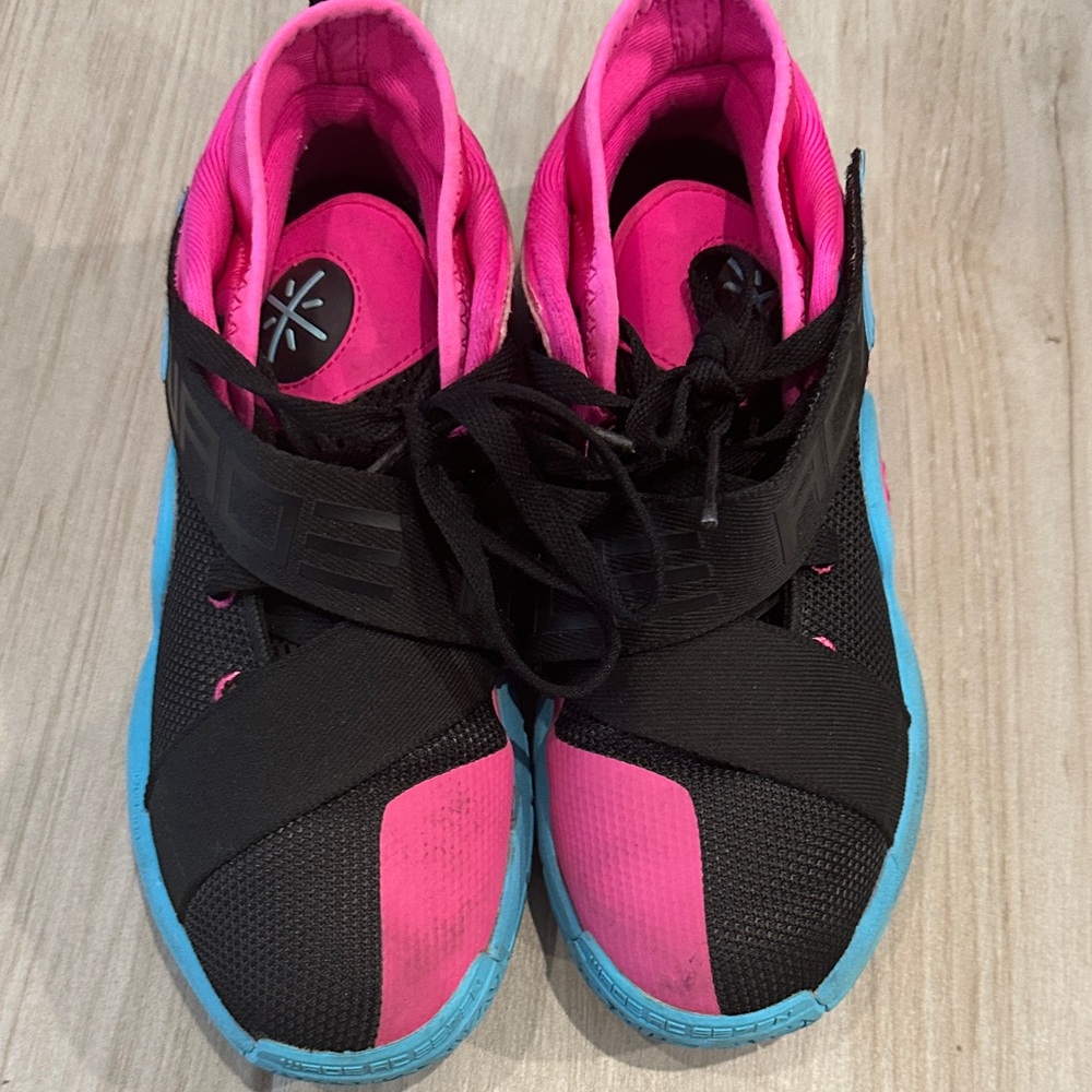 Vibrant Pink and Black Kids Sneakers